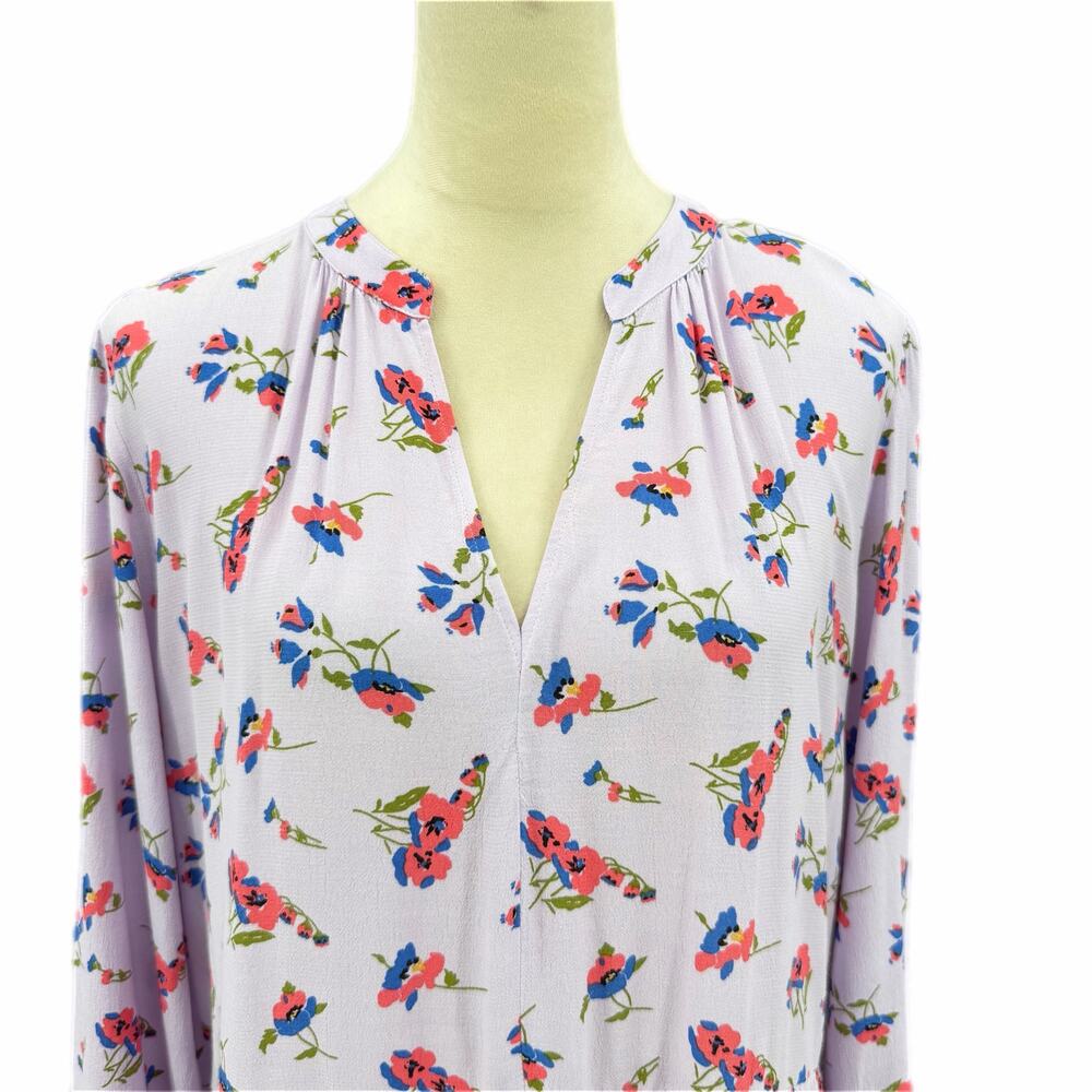 Maeve Anthropologie Juno Floral Printed Lilac Lavender 3/4 Sleeve Mini Dress - Picture 4 of 11